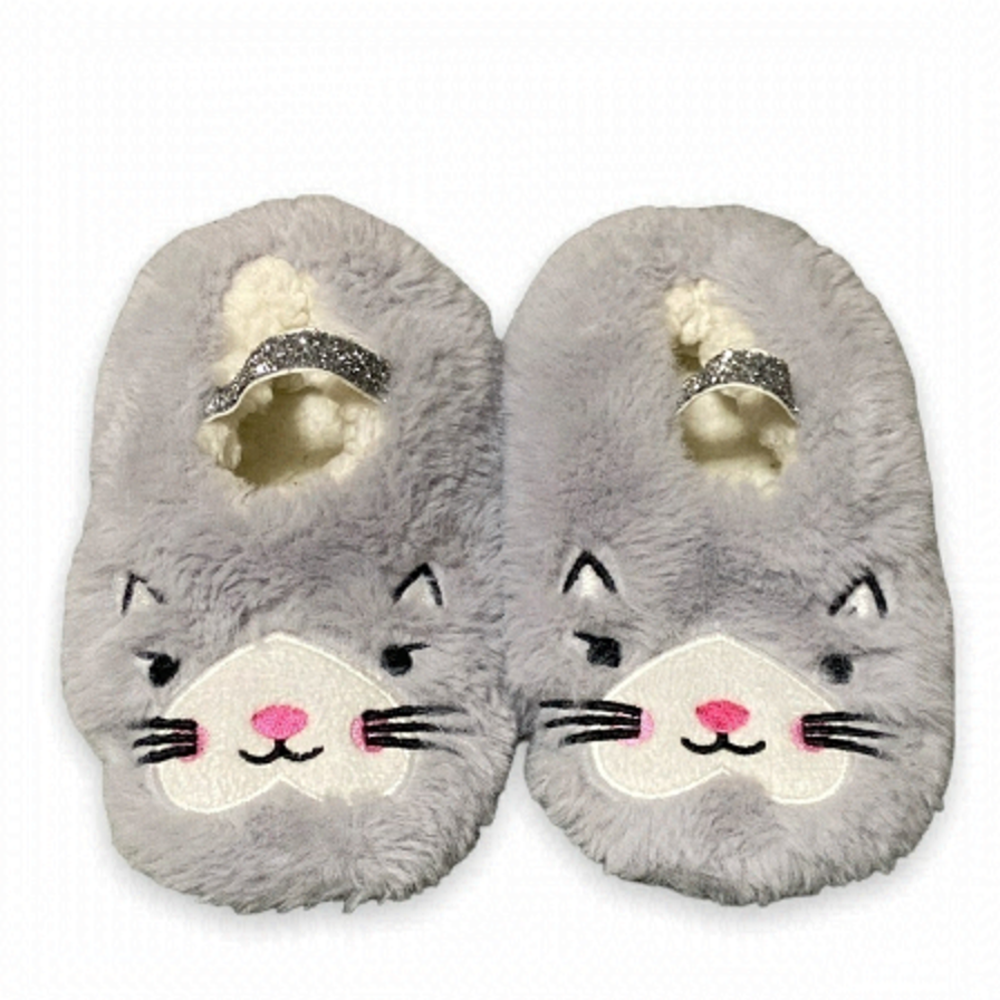 Girls Plush Kitty Cat Slippers Sherpa Lined Size 6/7 Toddler Small